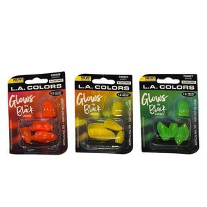 3x L.A. COLORS Glows In Black Light Artificial Nails 12ct Each Glue Not Included